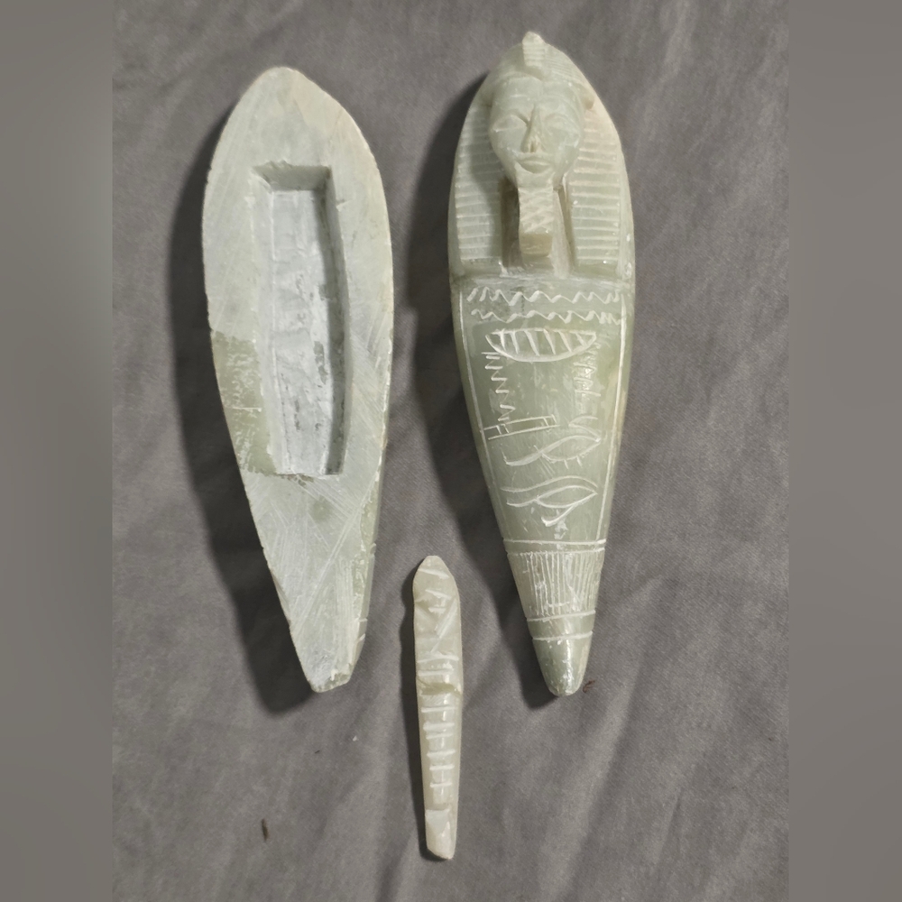 Vintage Egyptian Carved Stone Sarcophagus